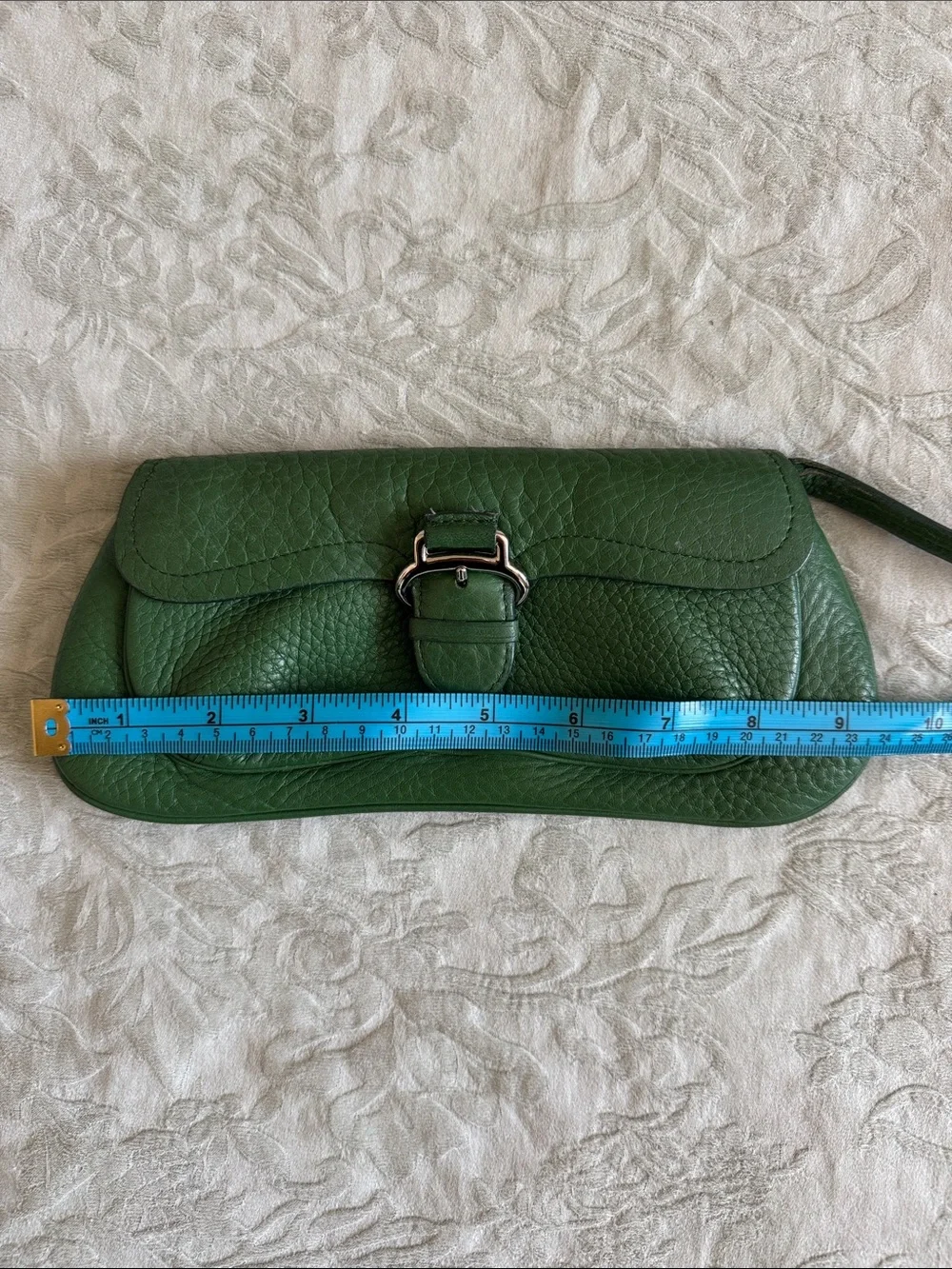 Cole Haan Green Leather Wristlet Clutch